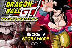Dragon Ball Z Buu's Fury / GT Transformation title screen for GameBoy Advance
